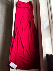 Elegant Red Savana Strapless High-Slit Dress