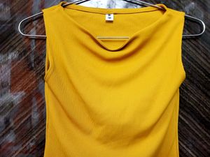 Ribbed Cowl Neck Sleeveless Top