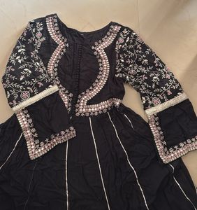 Embroidered Black Kurta Set