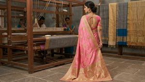 Elegant Pink Silk Saree with Gold Border