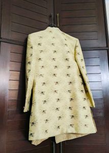 Men Wedding Pista Green Embroidery IndoWestern Set