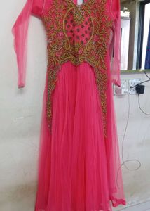 Stunning Pink Embroidered Ethnic Gown
