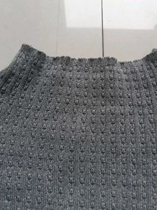 Gray Mock Neck Knit Sweater