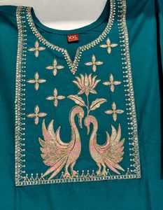 Embroidered Teal Kurta Set cotton XXL size