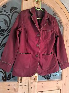Burgundy Blazer with Trim Detail