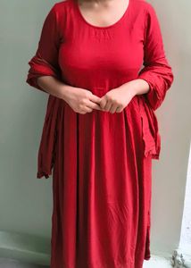 Elegant Red Anarkali Style Gown