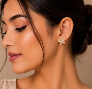 Anti Tarnish Gold Flower Stud Earrings