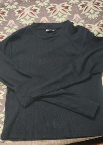 Ribbed Black Mock Neck Top