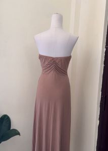 Elegant Strapless Ruched Maxi Dress