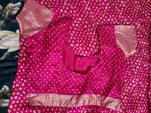 Vibrant Pink Bandhani Silk Saree