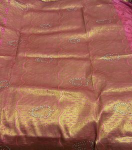 Elegant Pink & Gold Embellished Saree