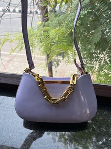 2 Chic Lavender Shoulder Bags with Gold Chain