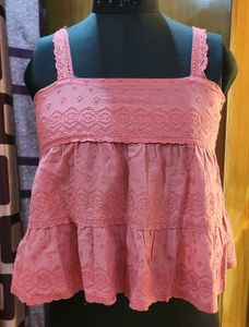 Pink Broderie Anglaise Top