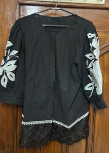 Black Embroidered Kurta/top