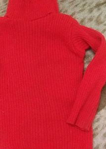 Red Turtleneck Sweater For 2-6 Year Kids