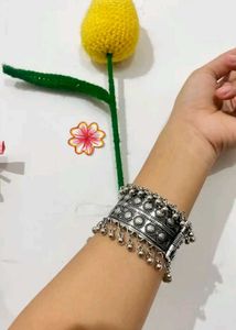 Oxidized Silver Kada Bracelet