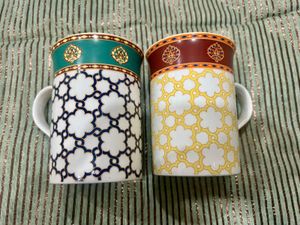 New Set of 2 Decorative Coffee Mugs
