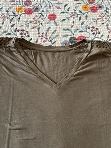 Stylish Lace Shoulder T-Shirt