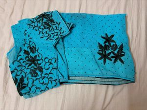 blue saree with stitched blouse 💙
