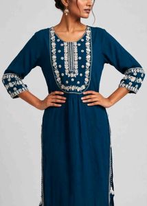 Embroidered Teal Kurti