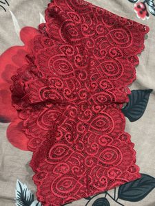 Elegant Red Lace Bralette with Bows and panty