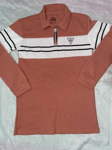 Men's Striped Collared Polo Shirt