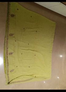 Elegant Olive Green Embroidered Saree