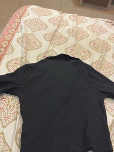 Classic Black Collared V-Neck Tee