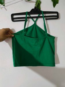 Green Halter Neck Crop Top