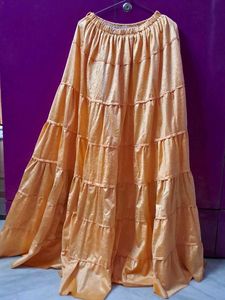 Tiered Orange Ethnic Skirt full flair