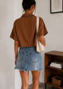 H&amp;M Cotton Boxy Cropped shirt