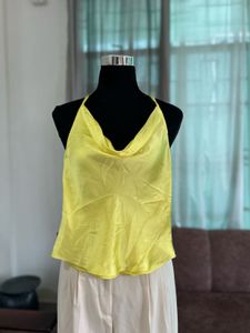ZARA YELLOW SATIN TOP