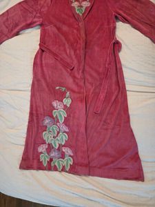 Rose Pink Floral Embroidered Velvet Gown