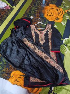 Embroidered Black Kurta