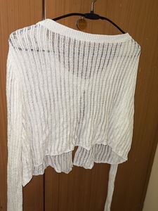Sheer Cropped Knit korean Cardigan