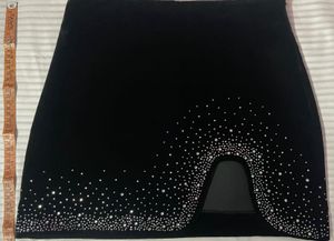 Black Rhinestone Velvet Mini Skirt