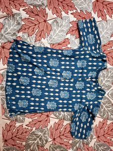Blue Block Print Kurta