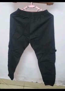 Black Cargo Pants with Chain Detail