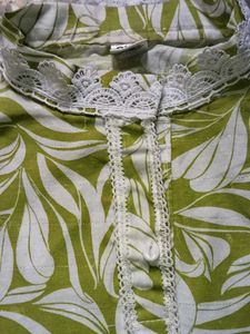 Green Leaf Print Short U Shaped Kurti