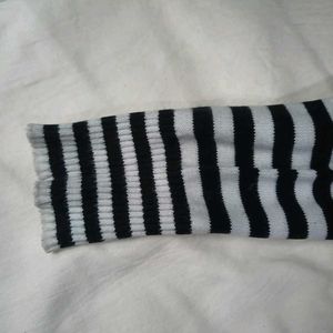 Pink Black And White Striped Sweater