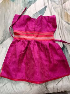 Cute Casual yellow and ethnic magenta Frock
