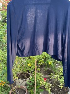 Navy Blue Cropped Cardigan