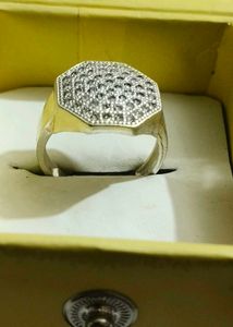 Sparkling Octagonal Ring with Crystals pure silver
