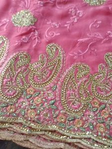 Pink Embroidered Saree( Fix price)