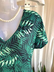 Imported V-Neck Tropical Print Maxi Dress