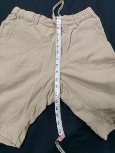 Khaki Cotton Linen Shorts