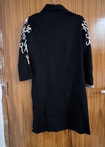 wollen Black Embroidered Designer Kurti