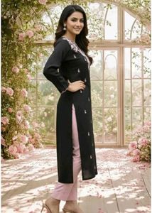 Elegant Black Kurta Set with Pink Dupatta