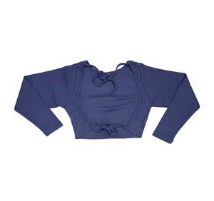 Shein Fitted Full Sleeve Open Back Tie-Up Ribbed