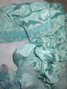 Elegant Teal Kurta with Floral Embroidery+dupatta